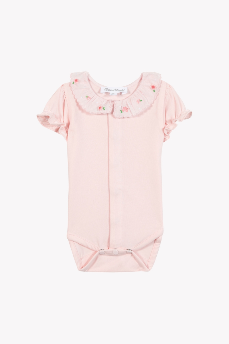 Tartine et Chocolat - Body Rose col volanté broderie